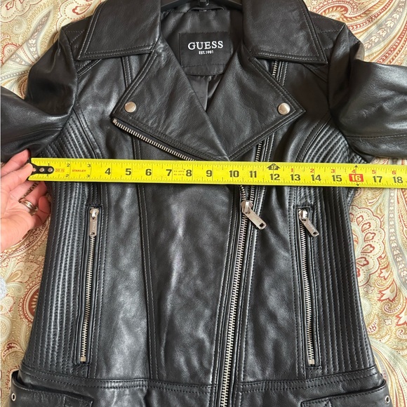 🌟NWT Genuine leather jacket, Guess, size XS, black🌟 - Picture 9 of 9